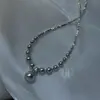Colar de pérolas de metal fragmentado de alta qualidade para mulheres, personalidade retrô francesa, corrente para clavícula gargantilha versátil de luxo leve