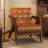 Silla Richard Nórdica de Madera Maciza Sillón Individual para Sala de Estar Silla de Ocio para Balcón Café Estilo Antiguo Silla Carbonizada