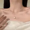 [Regalo de Luz de Luna] Collar Dulce de Encaje Estilo Francés con Colgante de Perla Artificial, Cadena para Clavícula, Cadena de Gargantilla