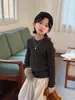 Suéter de canalé de cuatro botones para otoño 2026 de Cheese and Meow Boys, Sencillo y suave, Top versátil para niños