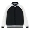 Jaqueta bomber de gola alta com zíper e padrão de losangos em tecido air-layer para outono e inverno, uniforme corporativo com logotipo personalizado, disponível com texto impresso ou bordado
