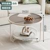 Mesa de Centro de Vidrio para Viento Crema Creativa Lateral de Sofá Pocos Hogares Estilo Apartamento Pequeño Silencioso Viento Lujo Ligero Atmosférico Placa de Roca Doble Capa Esquina