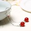 Nuevos Aretes de Borla de Transferencia para Mujer a la Moda Aretes de Jade a la Moda Aretes de Ágata Roja Calcedonia Cristal Sin Perforación Clips para Oreja