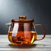 Tetera de Vidrio, Resistente a Altas Temperaturas, Engrosada, con Separación de Té y Agua, para Uso Doméstico, Nuevo Modelo 2026, Alto Borosilicato, Tetera Pequeña con Flores, Juego de Té
