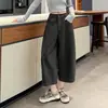 Calça larga de algodão lavado estilo coreano para mulheres, nova moda outono 2026, calça harém cropped casual versátil
