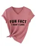 Dato curioso: no me importa Amazon eBay sitio independiente moda casual camiseta de manga corta con cuello en V para mujer