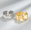 Anillo abierto de Plata de Ley 925 textura metálica avanzada industria pesada textura irregular de pliegues Anillo transfronterizo de Amazon