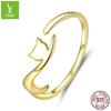 Jóias transfronteiriças gato pegajoso bonito s925 anel de prata esterlina feminino moda aberta banhado a ouro anel de prata europeu e americano
