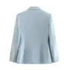 Comercio exterior al por mayor primavera y otoño nuevo moda femenina estilo europeo y americano texturizado de doble botonadura con bolsillo blazer casual