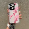 Capa de Celular Color Block Coração Degradê Graffiti para Apple 16 Pro Max, Capa Transparente com Moldura Preta, Capa Protetora Anti-Queda em Formato de Coração, Estilo Menina