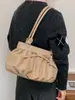 Bolsa tote de camurça com laço Yaozi 2026 outono inicial, grande capacidade, versátil, bolsa de ombro para o dia a dia, bolsa de axila