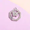 Acessórios de Pingente Borboleta Redondo de Liga Europeia e Americana Transfronteiriça com Strass Pingente DIY Pulseira Roupas Acessórios de Joia Materiais