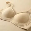 Pedido de Comércio Exterior Waffle Japonês Veludo Franzido Sutiã Sem Aro, Bojo Fixo Fino, Lingerie Sem Costura