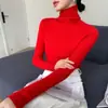 Suéter con Cuello Alto Apilado Suave y Pegajoso para Mujer Otoño Invierno Nuevo Estilo Ropa Interior Ajustada Adelgazante Camisa Base de Punto de Cuello Alto para Mujer