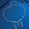 Collar y Pendientes de Joyería Nupcial Transfronterizos Europeos y Americanos Set con Pedrería Circonita Vestido de Boda Accesorios de Boda para Mujer Premium