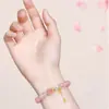 Pulsera de cristal rosa estilo montaña Putuo para mujer, pulsera de cristal de fresa para la fortuna y la prosperidad, mismo estilo que se usa en atracciones turísticas