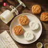 Forma de bolo da lua 3D estilo Guangdong 50g, carimbo de plástico para bolinho de feijão mungo prensado à mão, pele de gelo, forma de bolo da lua estilo chinês