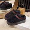 Zapatos de Media Copa Baotou para Mujer Otoño e Invierno 2025 Nuevos Zapatos de Algodón Exterior con Suela Gruesa Moda con Forro de Lana para Mantener Caliente en la Nieve