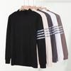 Suéter de Terciopelo Alemán para Hombre Invierno Nuevo Suelto Casual Guapo Ropa Exterior Decorativo con Cinta de Cuatro Barras Cuello Semi-Alto Combinable Protección