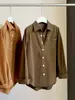 Camisa de algodón lavada vintage estilo coreano con cuello polo de manga larga para mujer, nueva de otoño, corte holgado, versátil, casual, tipo chaqueta, top