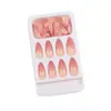24 Peças de Unhas Postiças Press-On Vermelho Ameixa Degradê em Formato de Amêndoa, Peças de Unhas Simples e Estilosas, Adesivos de Unhas Postiças Transfronteiriços, Unhas