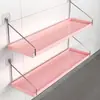 Prateleira de camada única para banheiro sem furar, suporte de armazenamento de parede para bancada de banheiro, sala de estar e cozinha