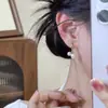 Pendientes Clásicos Franceses de Perla Versátiles de Nicho Pendientes de Gama Alta Cara Redonda Temperamento Brazaletes de Oreja Pendientes Pequeños Exquisitos