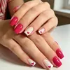 Modelo de Comercio Exterior Más Vendido: Uñas Postizas para Arte de Uñas de 24 Piezas en Rojo Rosado, Forma de Corazón, Estilo Dulce y Fresco, Rectangulares de Longitud Media al por Mayor