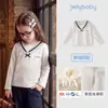 Camiseta Infantil Manga Longa com Gola Jellybaby Girls 2026 Novo Estilo Marinho 5 Roupas de Outono para Bebês Tops Infantis