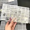 Caja de almacenamiento grande fija de 24 rejillas múltiples, caja con compartimentos para piezas de hardware y tapa, caja de almacenamiento de plástico, caja con compartimentos para joyas