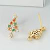 Pendientes de árbol de Navidad Cao Shi exquisitos para mujer, microincrustaciones, pendientes coloridos brillantes, tendencia de moda, ambiente festivo, regalo