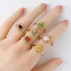 Anillo de Flor Real de Moda Transfronterizo Estilo Ins Personalizado para el Trabajo en Acero Inoxidable Chapado en Oro Joyería Anillo Incrustado con Pegamento de Flor Seca