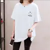 Camiseta de Manga Curta Estilo Novo para Mulheres de Meia-Idade e Idosas, Roupas Femininas Plus Size de Verão, Comprimento Médio, Caimento Solto, Top Emagrecedor e que Cobre a Barriga