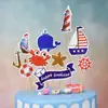 Calavera de animal marino barco tema infantil adorno para pastel una pieza barco pirata decoración de tarjeta estrella