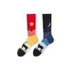 Calcetines de Moda Originales Asimétricos Estilo AB para Mujer Calcetines de Algodón de Verano Zhejiang Arte de Dibujos Animados Personalizado Calcetines de Algodón de Tubo Medio para Hombres y Mujeres