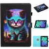 Adequado para capa de couro plana para iPad 10.9 Pro 11 polegadas 2024 impressão pintada de desenho animado com porta-cartões
