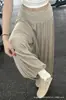 Pantalones tipo linterna grises plisados para mujer, estilo fino de verano, pantalones jogger de aire para petite, de cintura alta, adelgazantes, pantalones casuales holgados