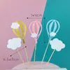 Decoração de bolo balão de ar quente colorido tridimensional Cartão de inserção Nuvem Decoração de mesa de sobremesa de aniversário Inserção de bandeira Acessórios de panificação