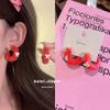 Pendientes de Felpa Suave con Lazo Otoño e Invierno de Arroz Glutinoso Haiyan Dulces Retro Alto Temperamento Pendientes de Otoño e Invierno