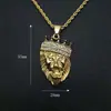 Explosiones Transfronterizas Europeas y Americanas Hip-hop HIPHOP Joyería Acero de Titanio Chapado en Oro Corona de Diamantes Cabeza de León Colgante Collar