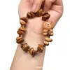Estilo Casual de Cocinero con Madera de Durazno Grano de Café Lavado Oso Pulsera Círculo Único Plato de Mano con Cuentas Budistas Pulsera de Rosario