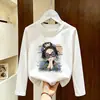Camiseta de manga larga para niña, algodón puro, nueva y elegante para primavera y otoño 2026, top versátil para niños, camiseta básica para niñas para usar en capas