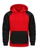 Moletom com Capuz Bloco de Cores Outono/Inverno Novo Estilo com Lã, Conjunto de Roupa Esportiva Casual Masculina Loose Tamanho Grande Estilo Europeu e Americano