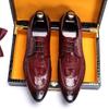 [Gran Venta] Zapatos de Cuero Populares de Comercio Exterior con Patrón de Cocodrilo para Hombre, Zapatos Casuales de Negocios de Cuero Genuino para Hombre, Zapatos Formales Británicos de Moda