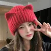 Chapéu de Lã com Orelhas de Gato Estilo Novo Engraçado Desenho Animado Estilo Coreano Versátil Casual Estudante Selfie Quente Inverno Chapéu Pulôver