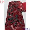 Tecido de renda para vestido bordado com miçangas completo estilo retrô francês, tecido para bordado de malha, presente, vestuário, atacado