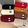 Bufanda de Punto Bordada de Panda de Dibujos Animados Estilo Ins para Niños, Nueva Llegada Otoño e Invierno, Bufanda Cálida de Diamantes Versátil para Niños y Niñas