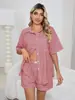 Foto Real em estoque Transfronteiriço Feminino Casual Confortável Cintura Alta Solto Perna Larga Vintage Xadrez Shorts Camisa Xadrez Feminino