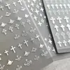 Pegatina para Uñas Xiaohongshu Mismo Estilo Y2K DIY Metal Plata Cruz Dulce Fresca Sexy Pegatina para Uñas con Adhesivo Impermeable