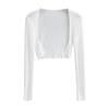 Puro desejo estilo curto gelo seda malha cardigan blusa feminina 2023 outono novo multi-cor all-match manga comprida colete
